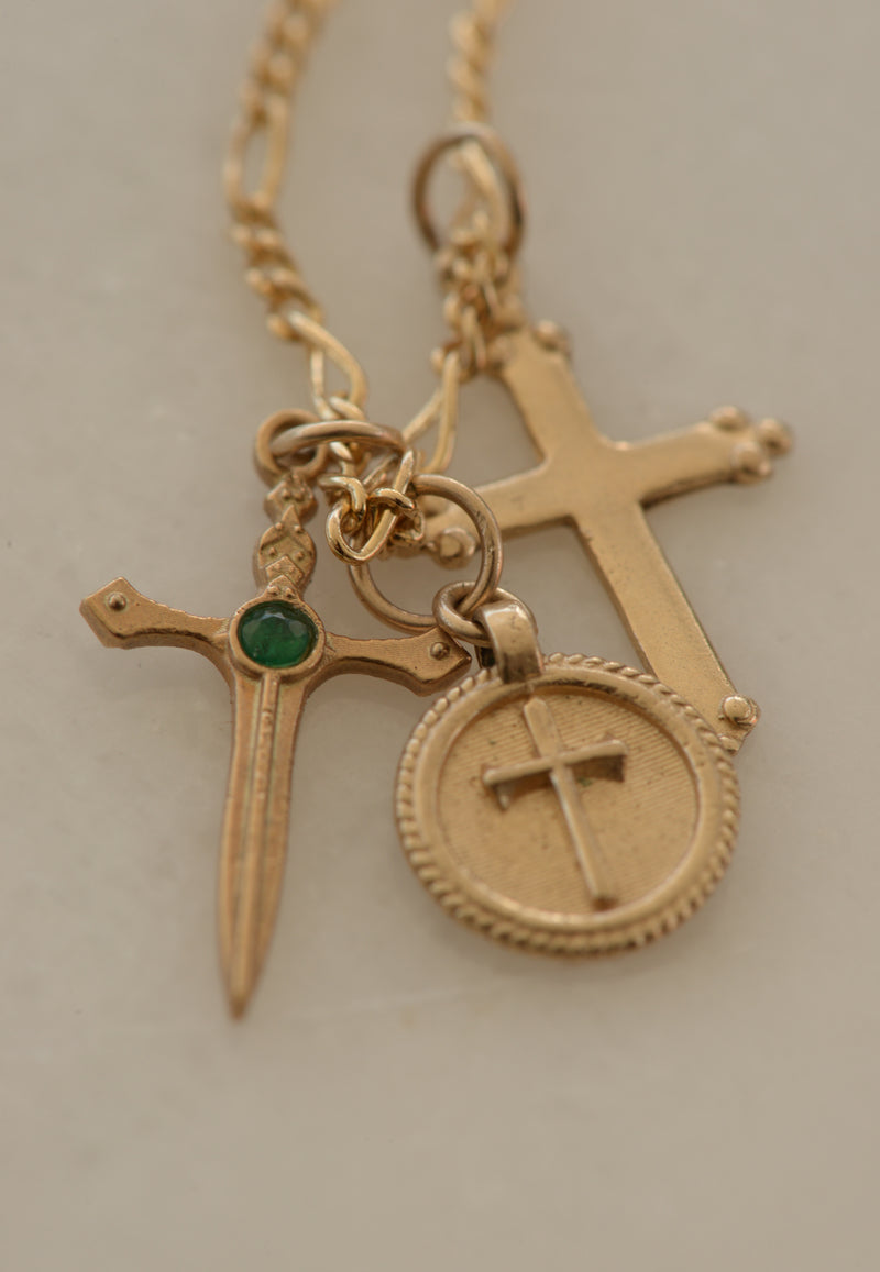Immortal + Antique cross coin and cross necklace